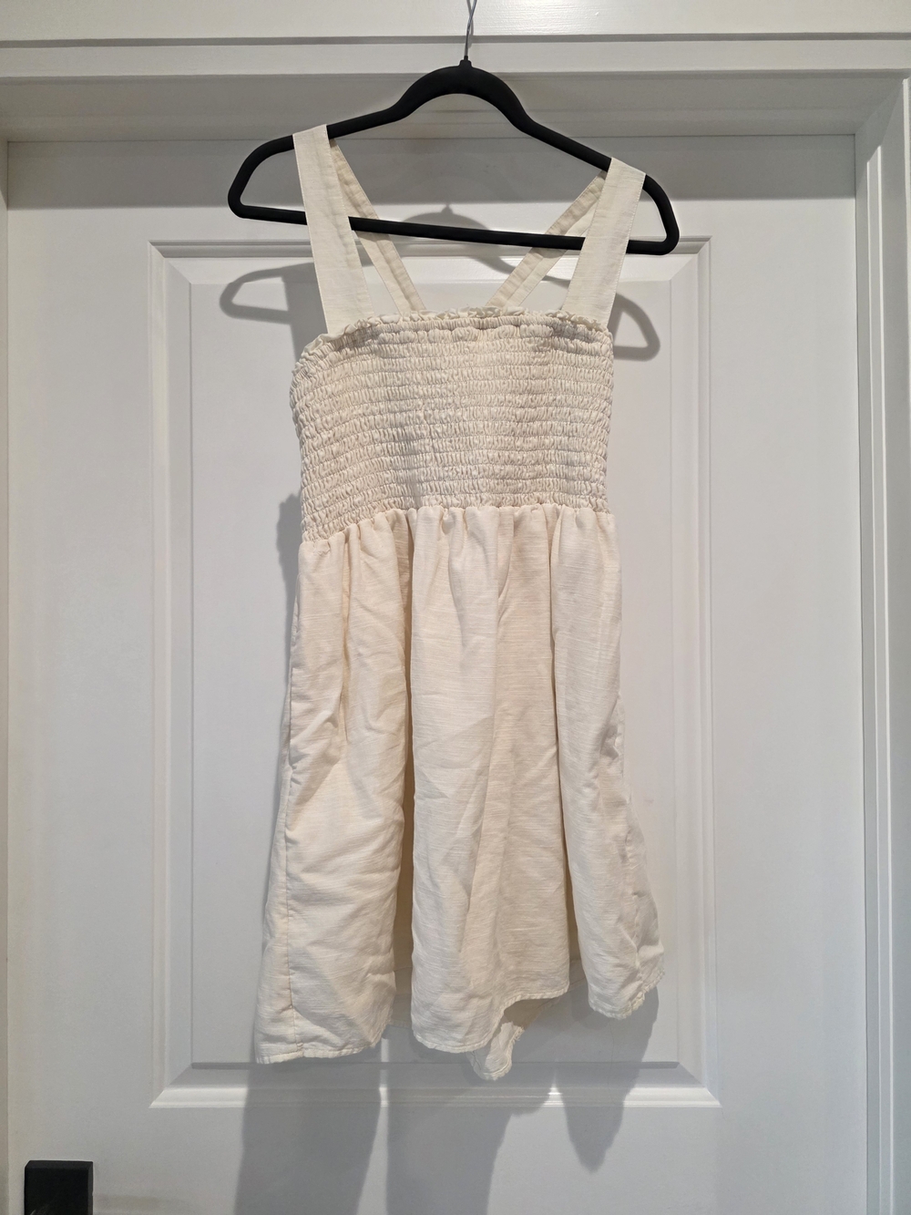 American Eagle Outfitters Cream Smocked Top